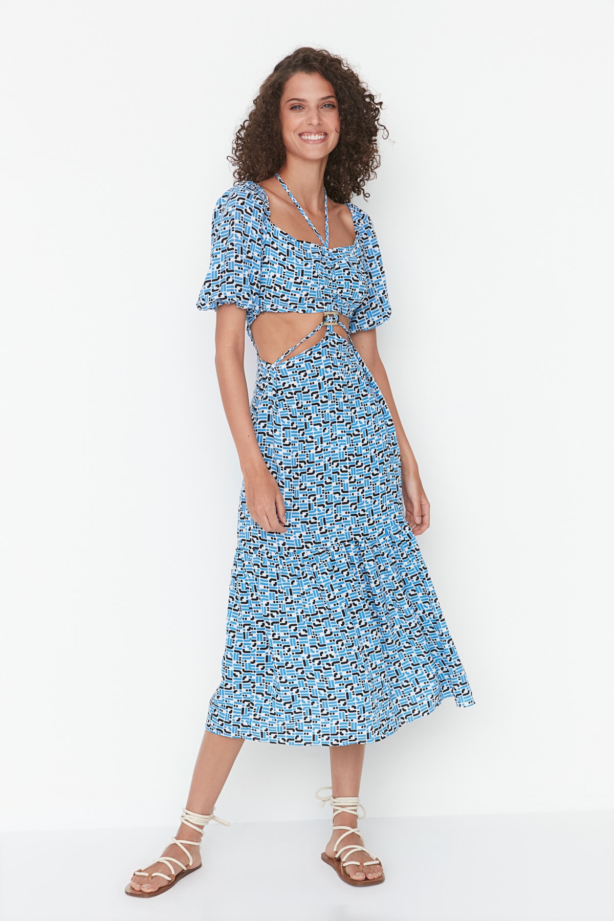 Trendyol Blue Cut-Out Detailed Dress