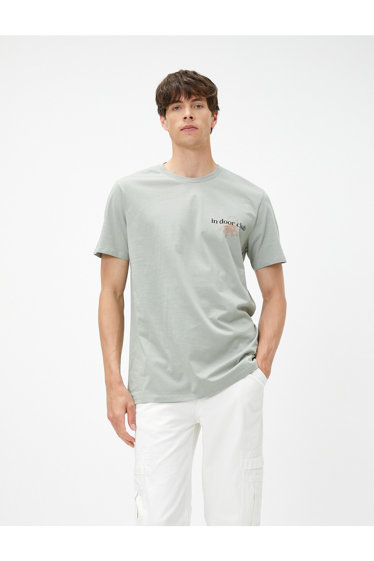 Koton Motto Printed T-Shirt Crew Neck Short Sleeved