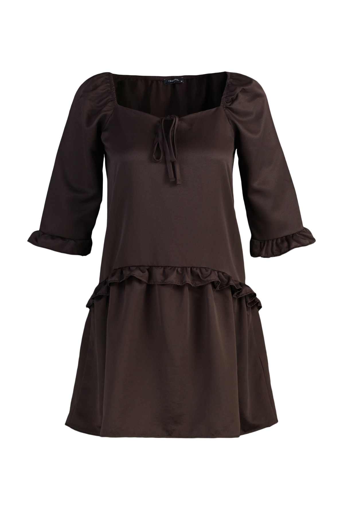 Rochie maro cu volane Trendyol