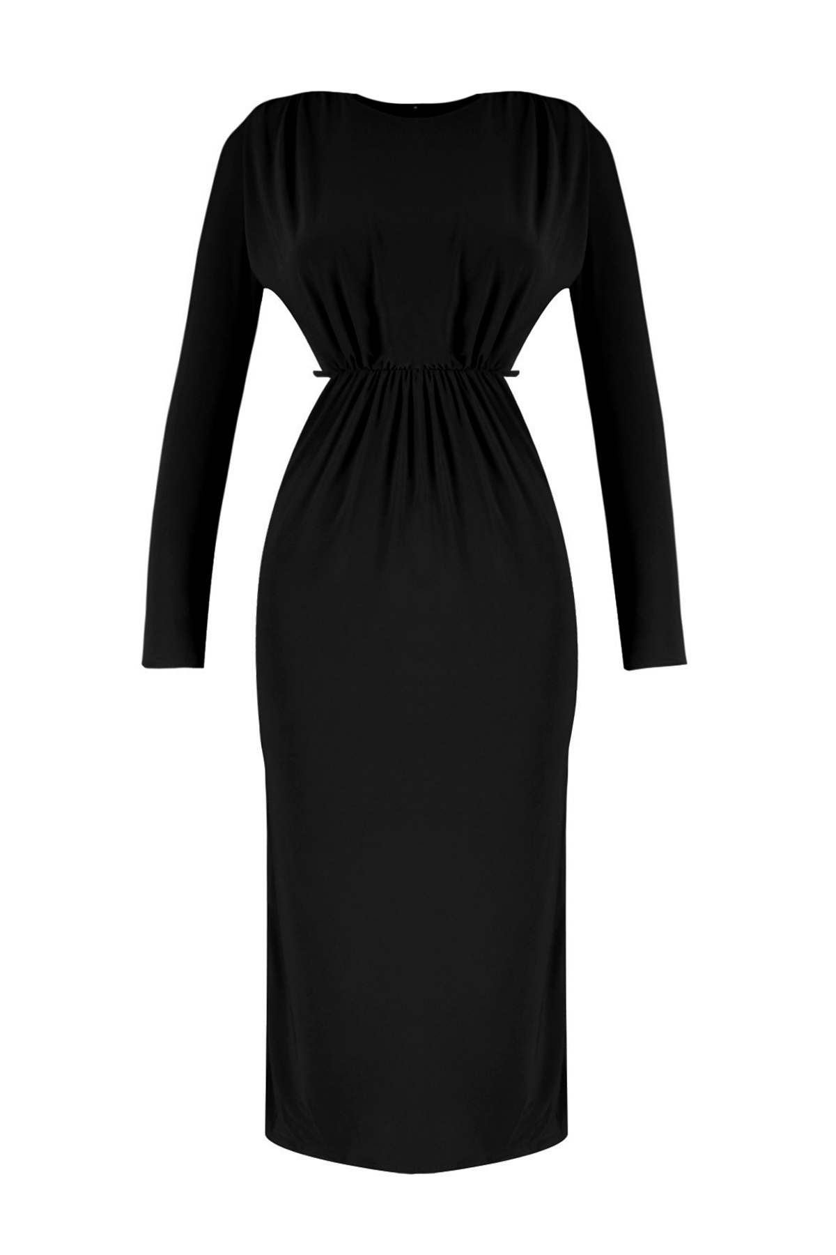 Levně Trendyol černé pletené lemované elegantní večerní šaty s oknem / výřezem a lemováním