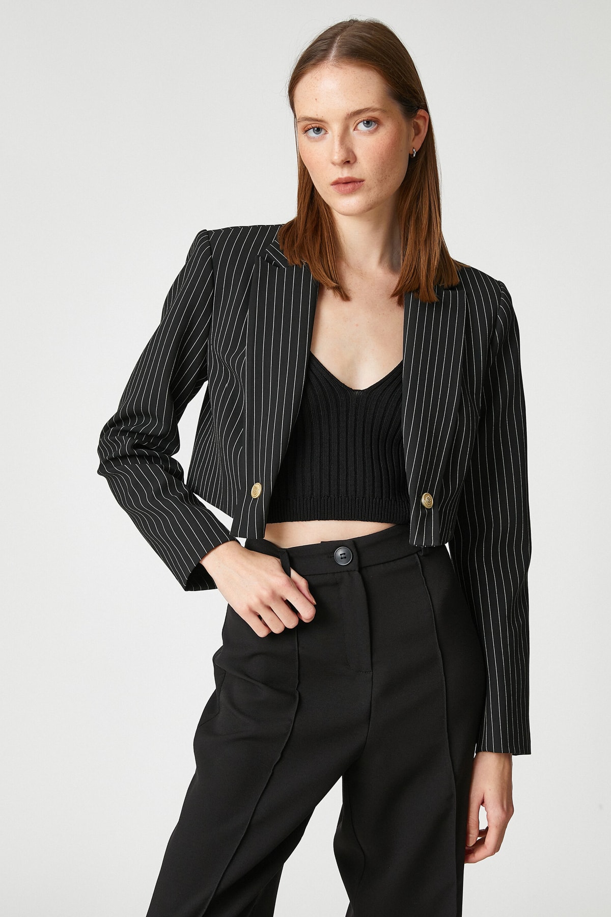 Levně Koton Crop Blazer Jacket Button Detailed