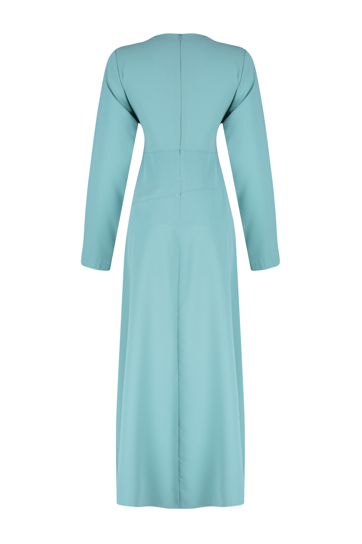 Trendyol Khaki Double Breasted Neck Woven Satin Evening Dress