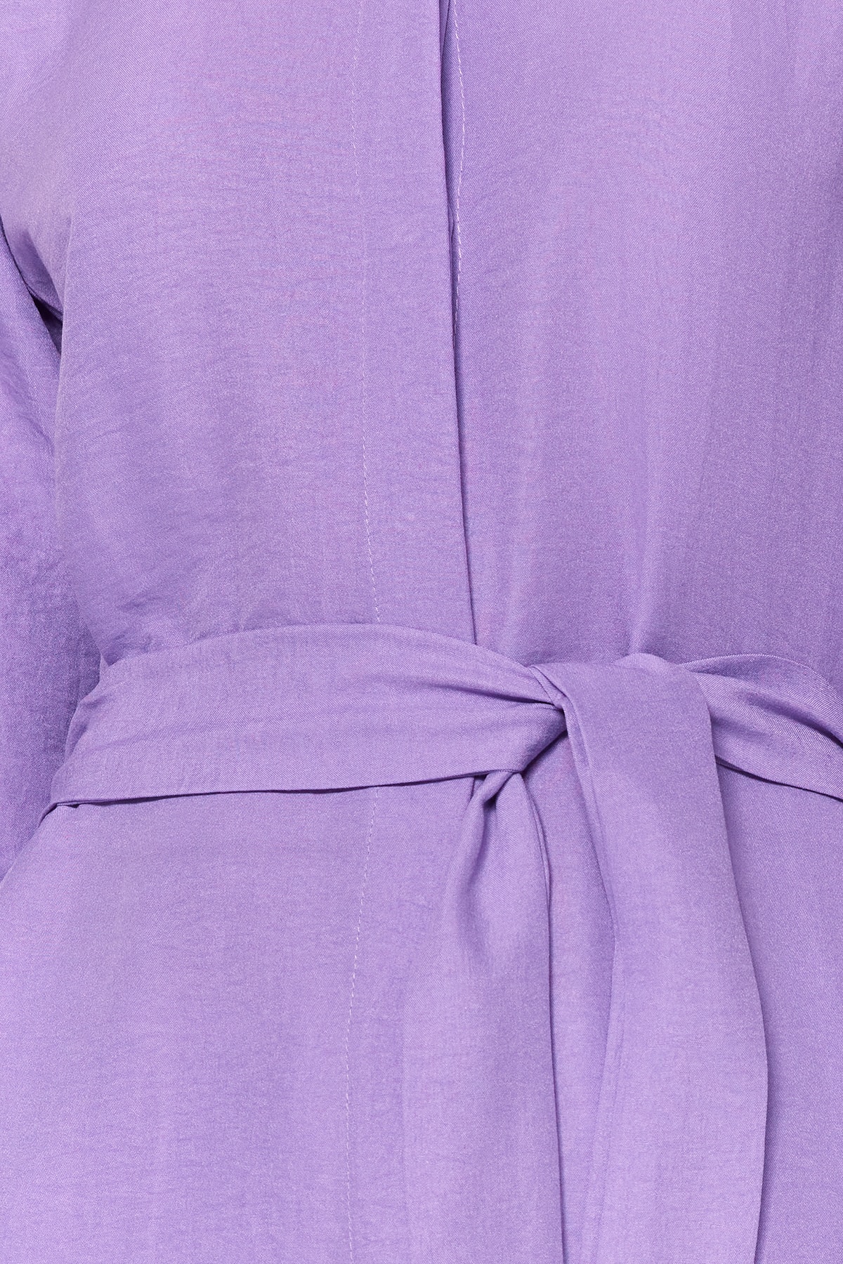 Trendyol Purple Belted Concealed Pat Woven Shirt