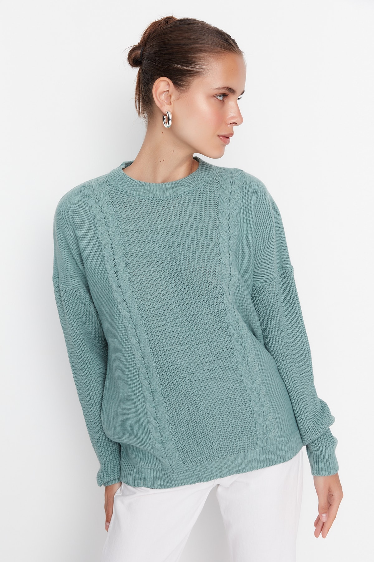 Trendyol Green Knit Detailed Knitwear Sweater