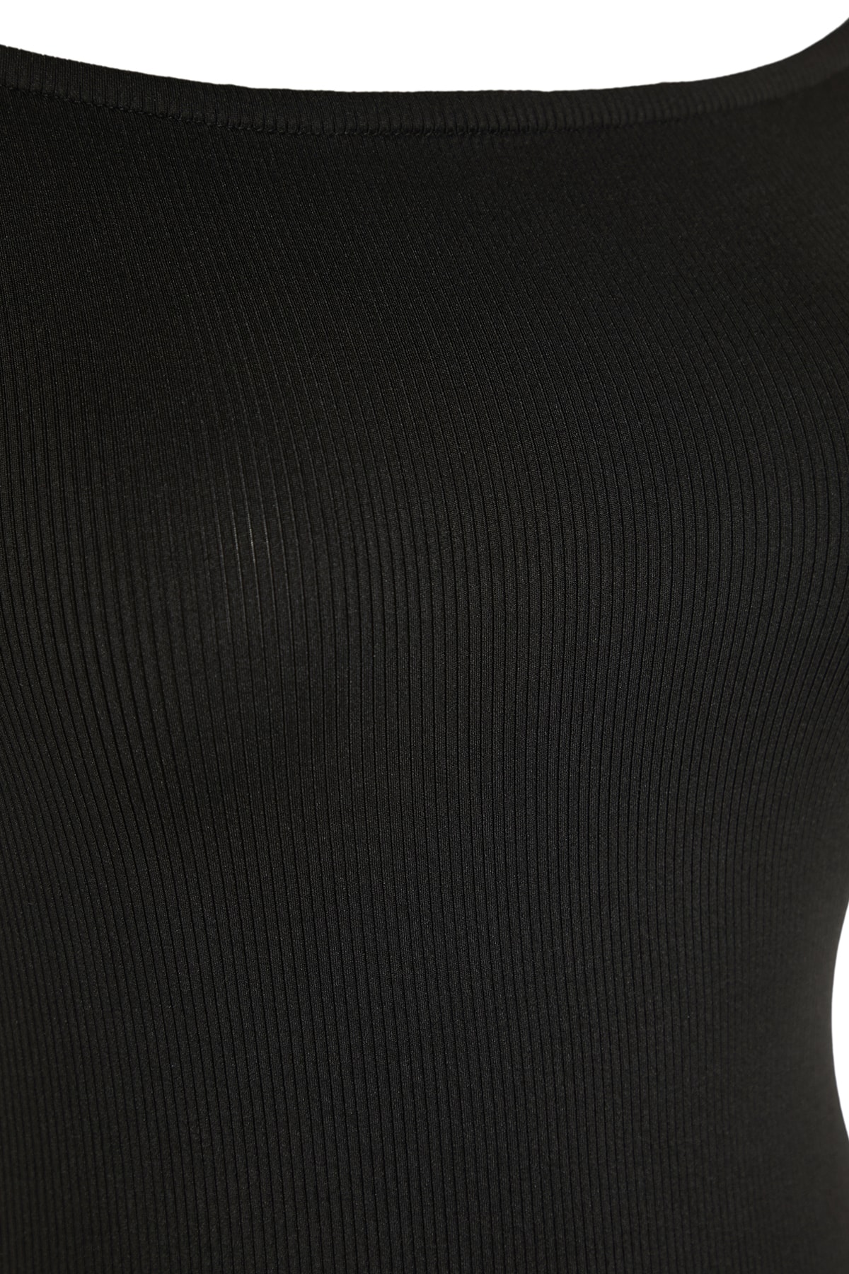 Rochie de seara tricotata detaliata cu guler negru Trendyol