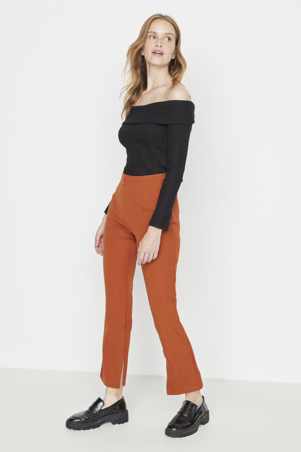 Trendyol Leggins Donna A Vita Alta In Maglia - Marrone - 7/8 Skinny - Composizione Viscosa (70%) - Taglie Forti Disponibili