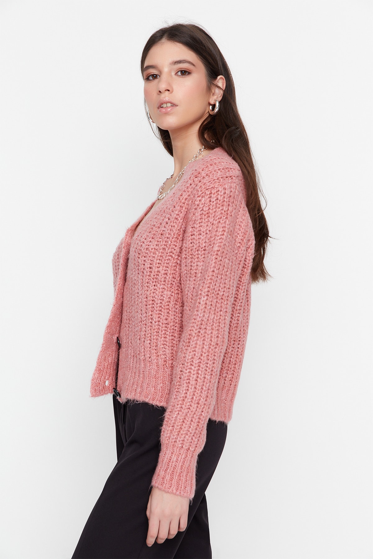 Trendyol Powder Basic Soft Textured Knitwear Cardigan