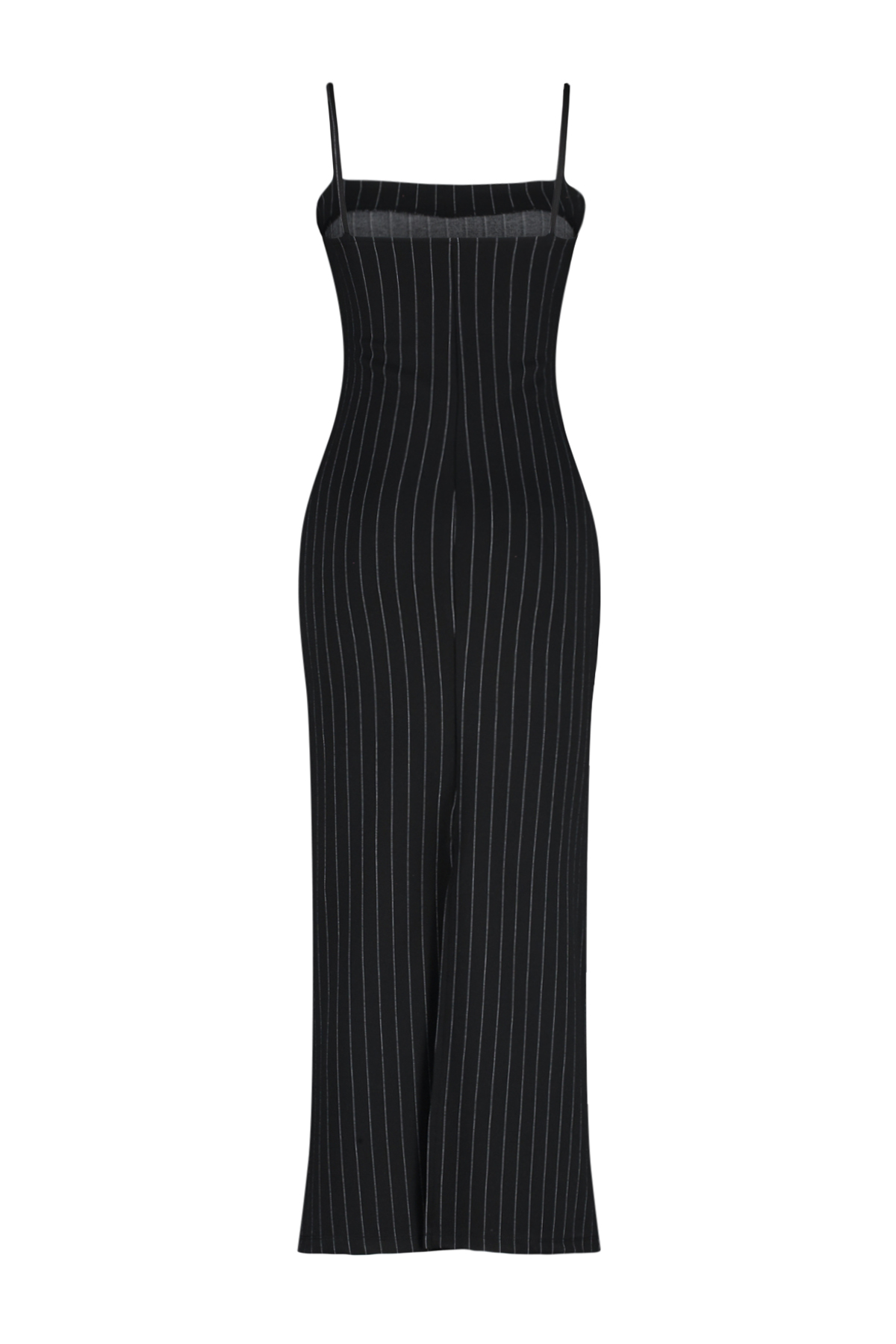 Trendyol Black Striped Strappy Bodycone/Body-hugging Knitted Maxi Pencil Dress