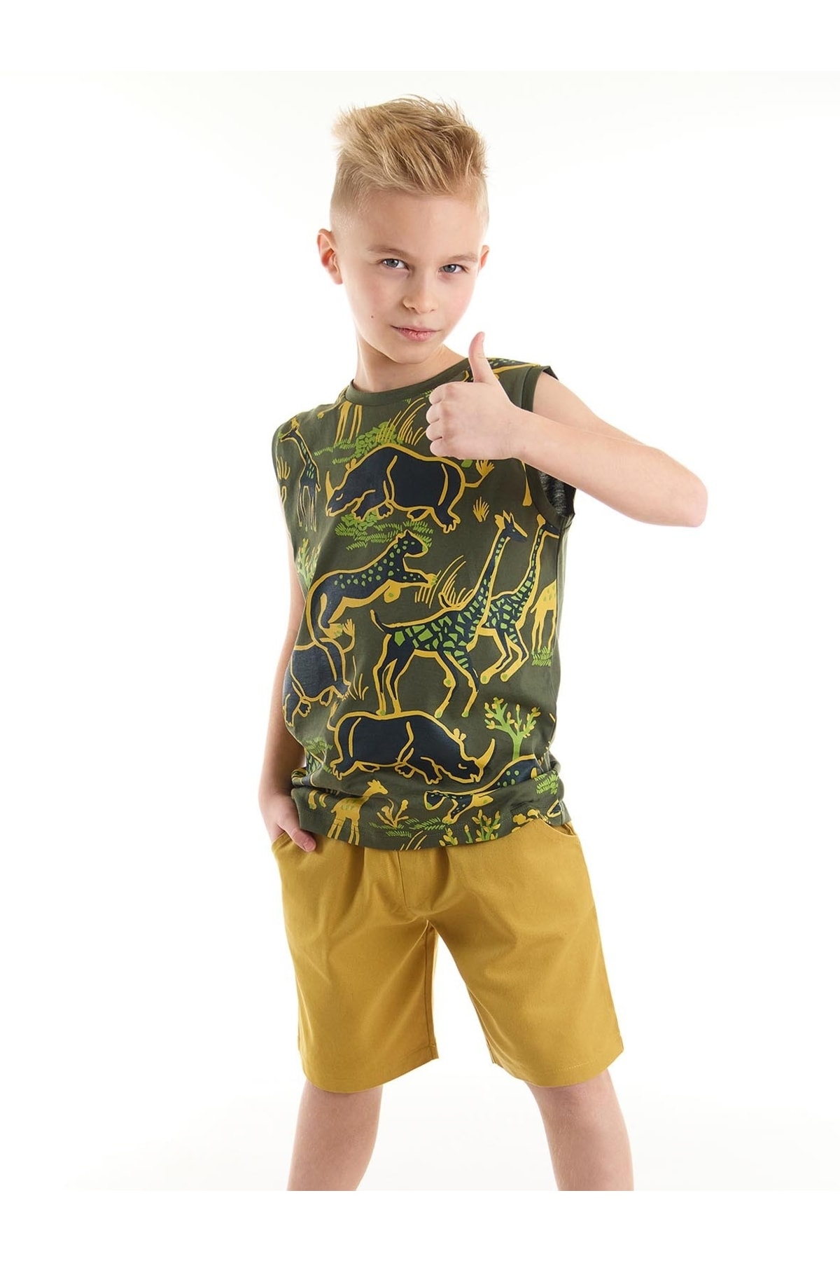 Mushi Safari Boy T-shirt Gabardine Shorts Set
