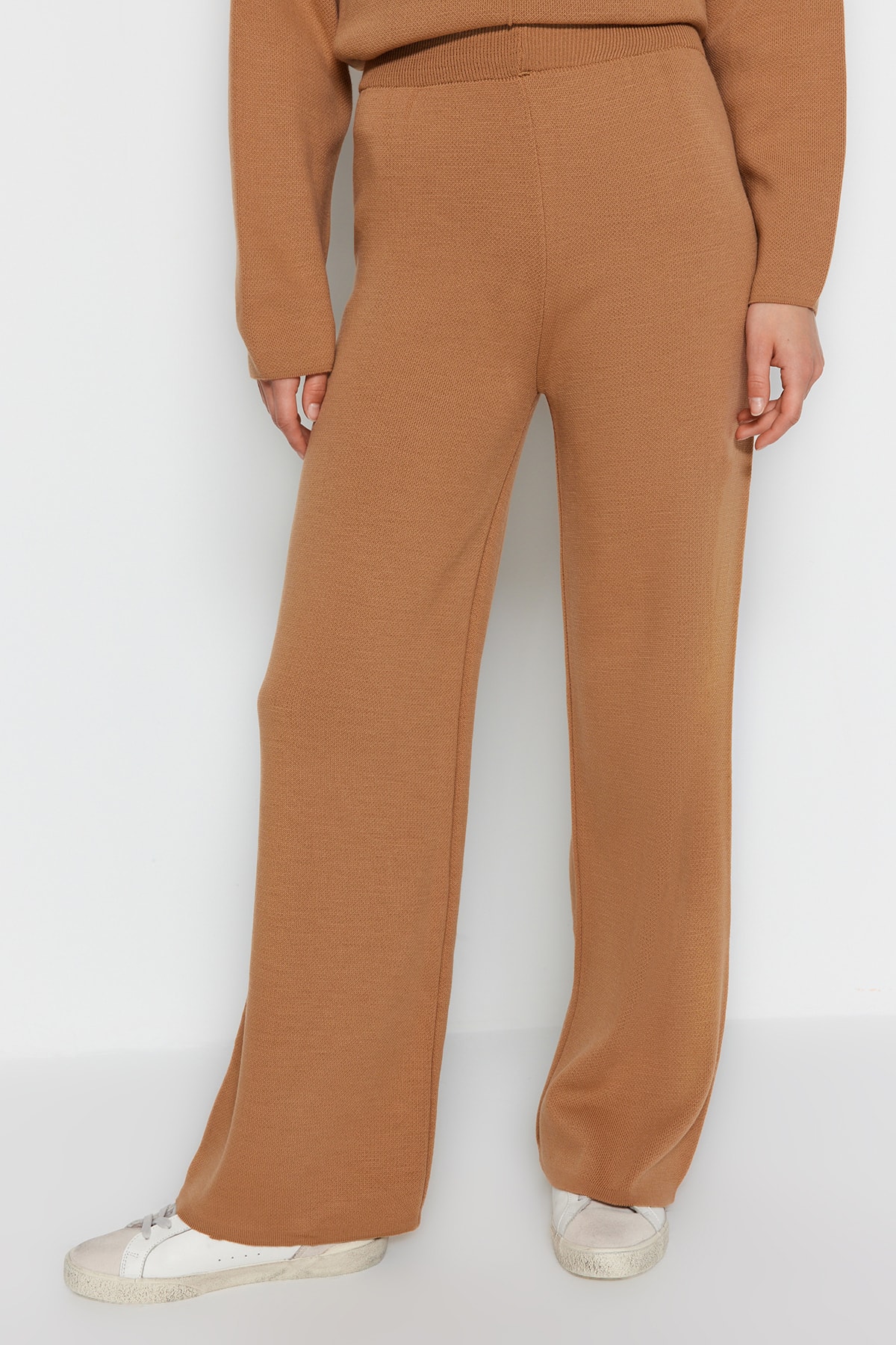 Trendyol Camel Knitwear Sweater-Pants Bottom-Top Set