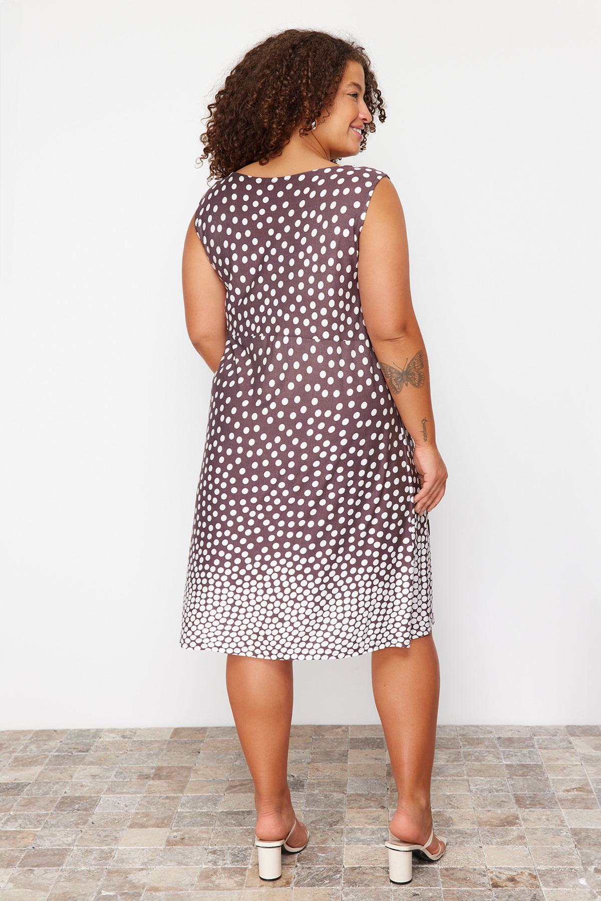 Trendyol Curve Multi Color Single Jersey Knitted Plus Size Dress