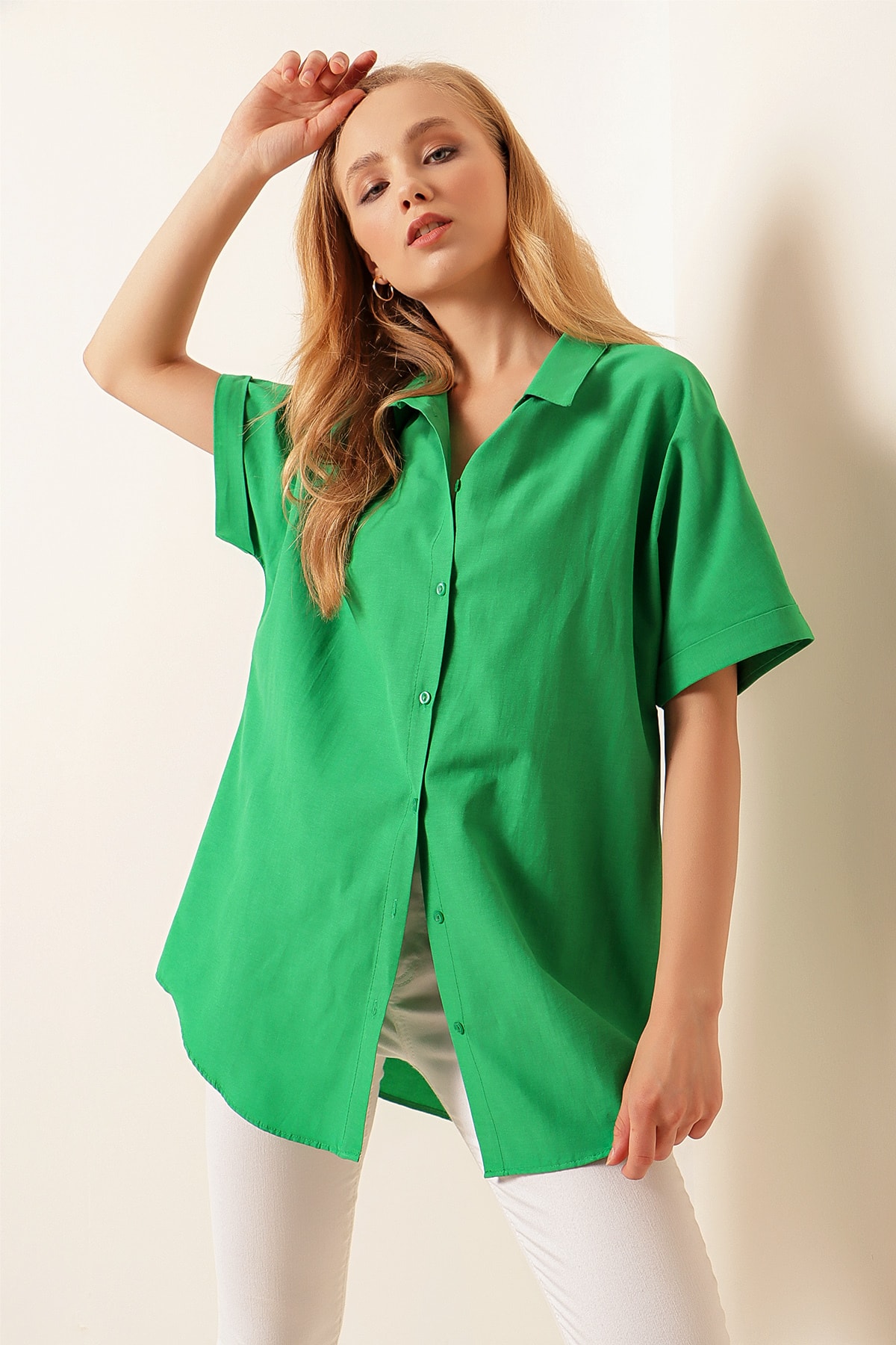 Bigdart 20120 Oversized Short Sleeve Shirt - Green