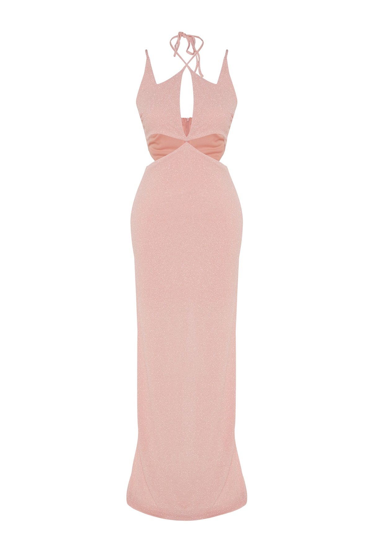 Rochie de seara tricotata Trendyol Powder Lined Sparkling Glittery