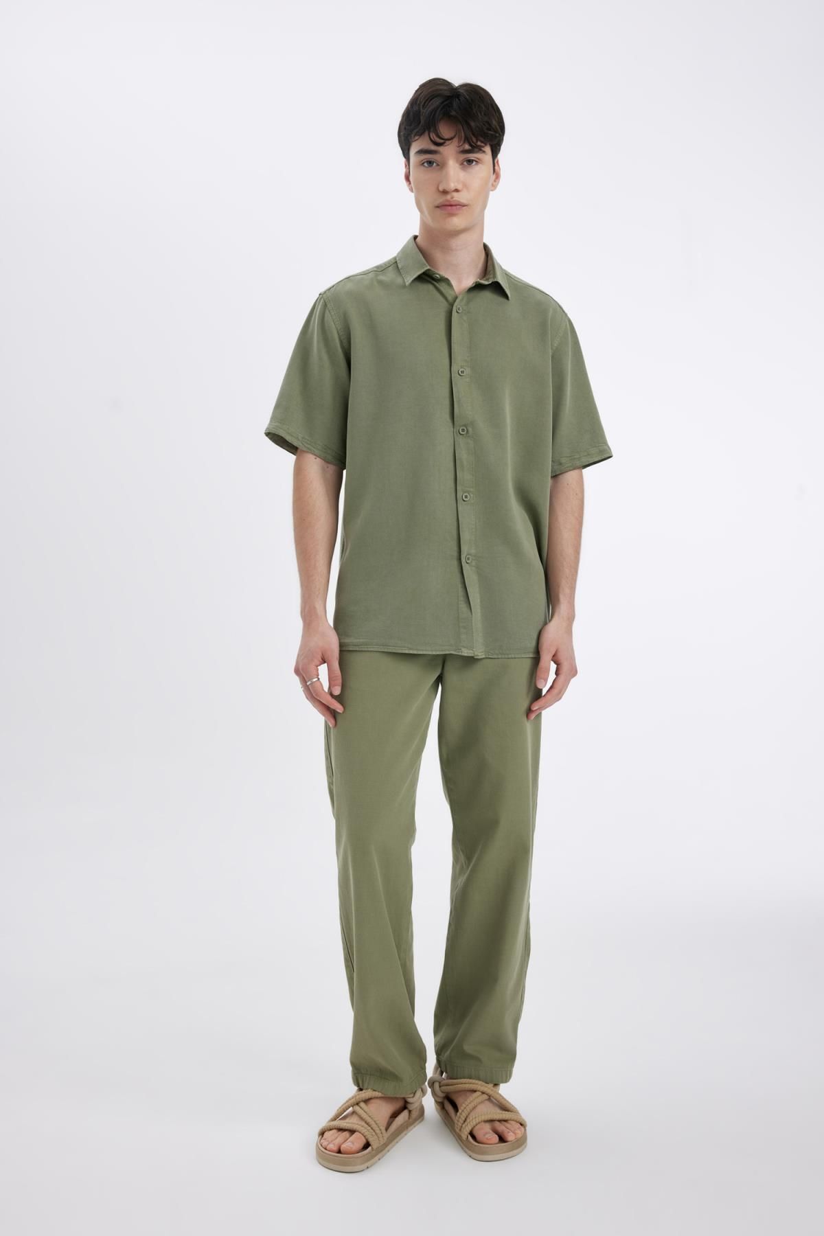 DEFACTO Straight Fit Linen Blend Trousers