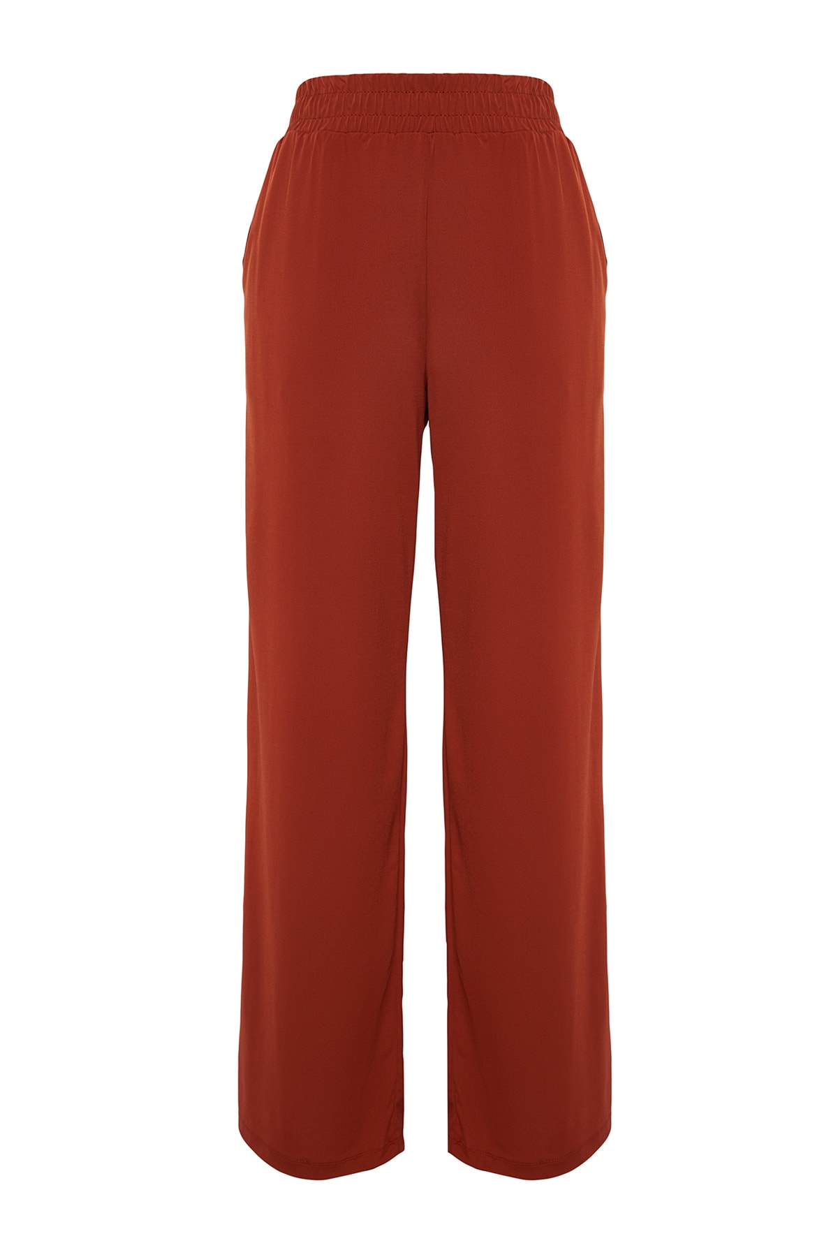 Trendyol Cinnamon Wide Leg/Casual Fit High Waist Stretchy Knitted Pants