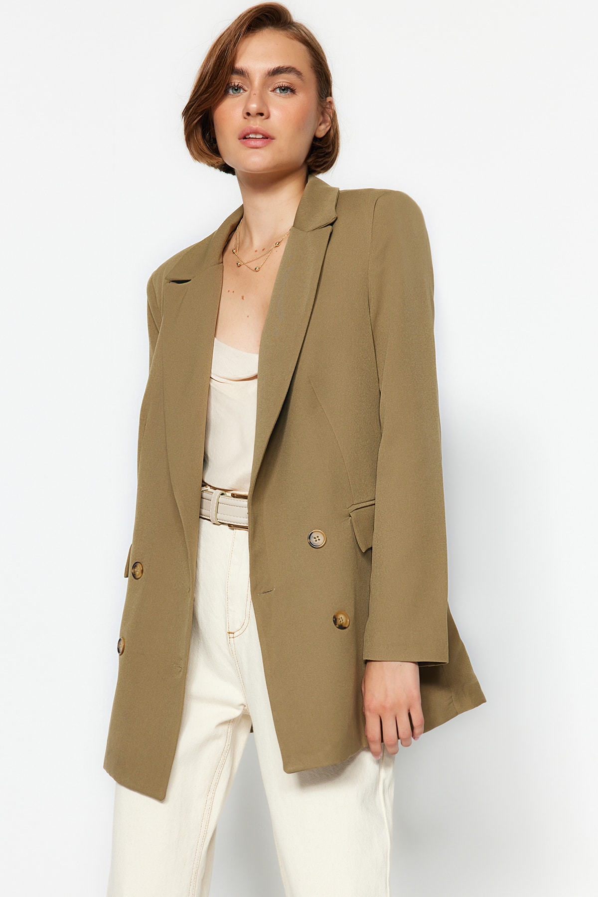 Khaki dámské oversize sako Trendyol
