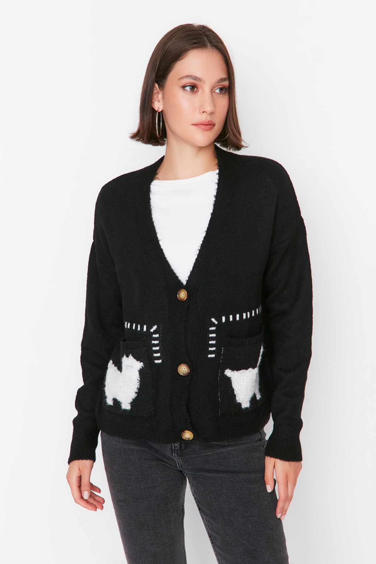 Trendyol Cardigan - Black - Regular fit
