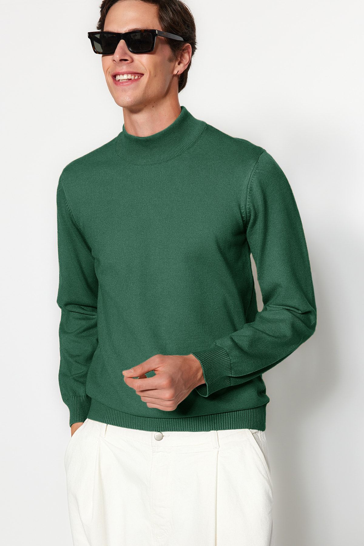 Trendyol Khaki Regular Half Turtleneck Plain Knitwear Sweater