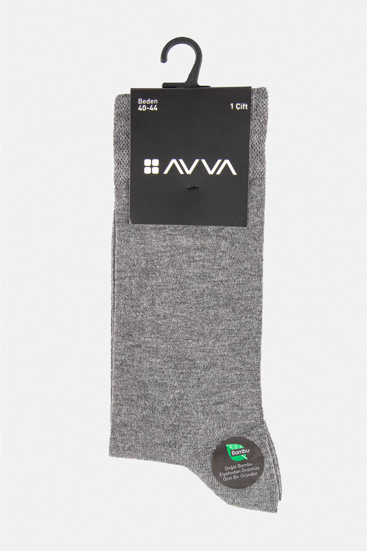 Avva Men's Gray Plain Bamboo Socks