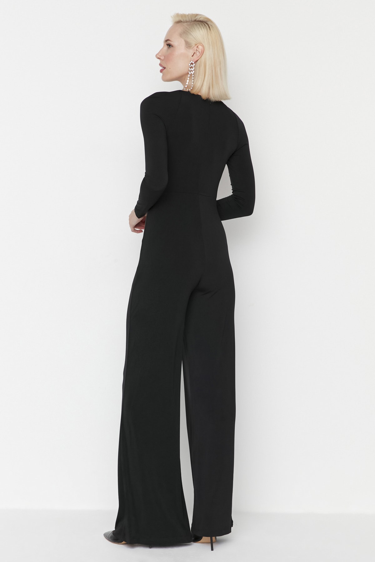 Trendyol Black Asymmetrical Collar Detailed Jumpsuit