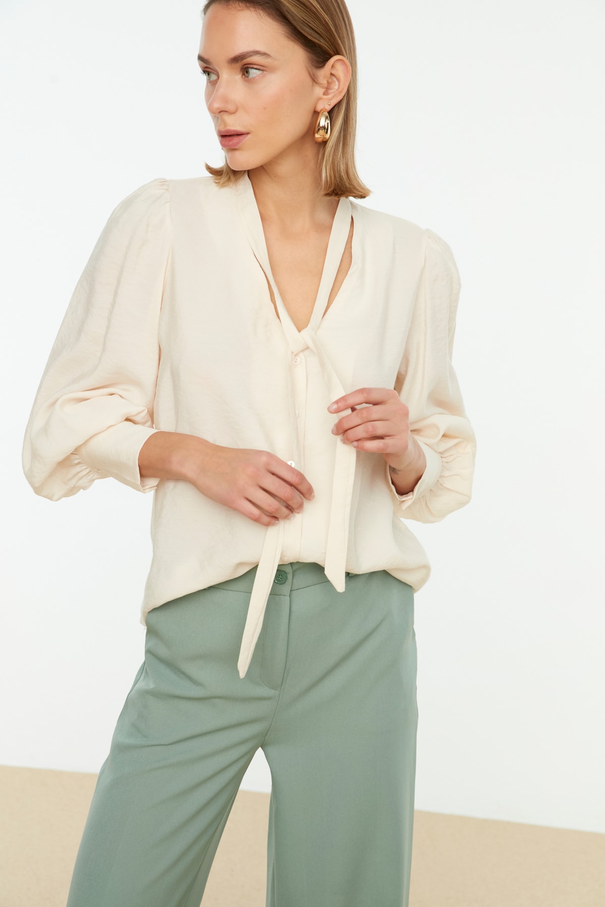 Trendyol Shirt - Ecru - Regular fit