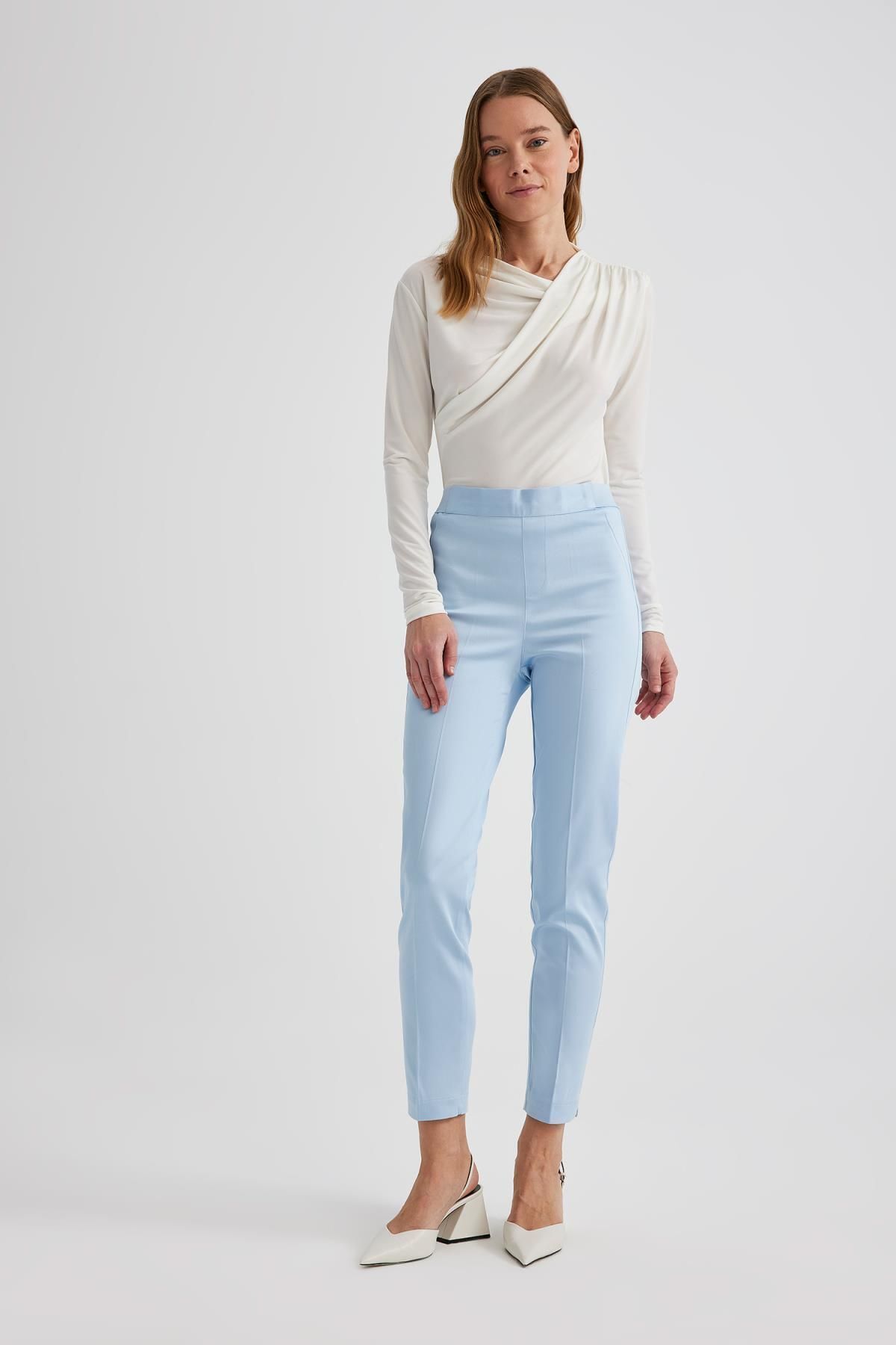 DEFACTO Valentina Sigaret Regular Waist Straight Leg Satin Trousers