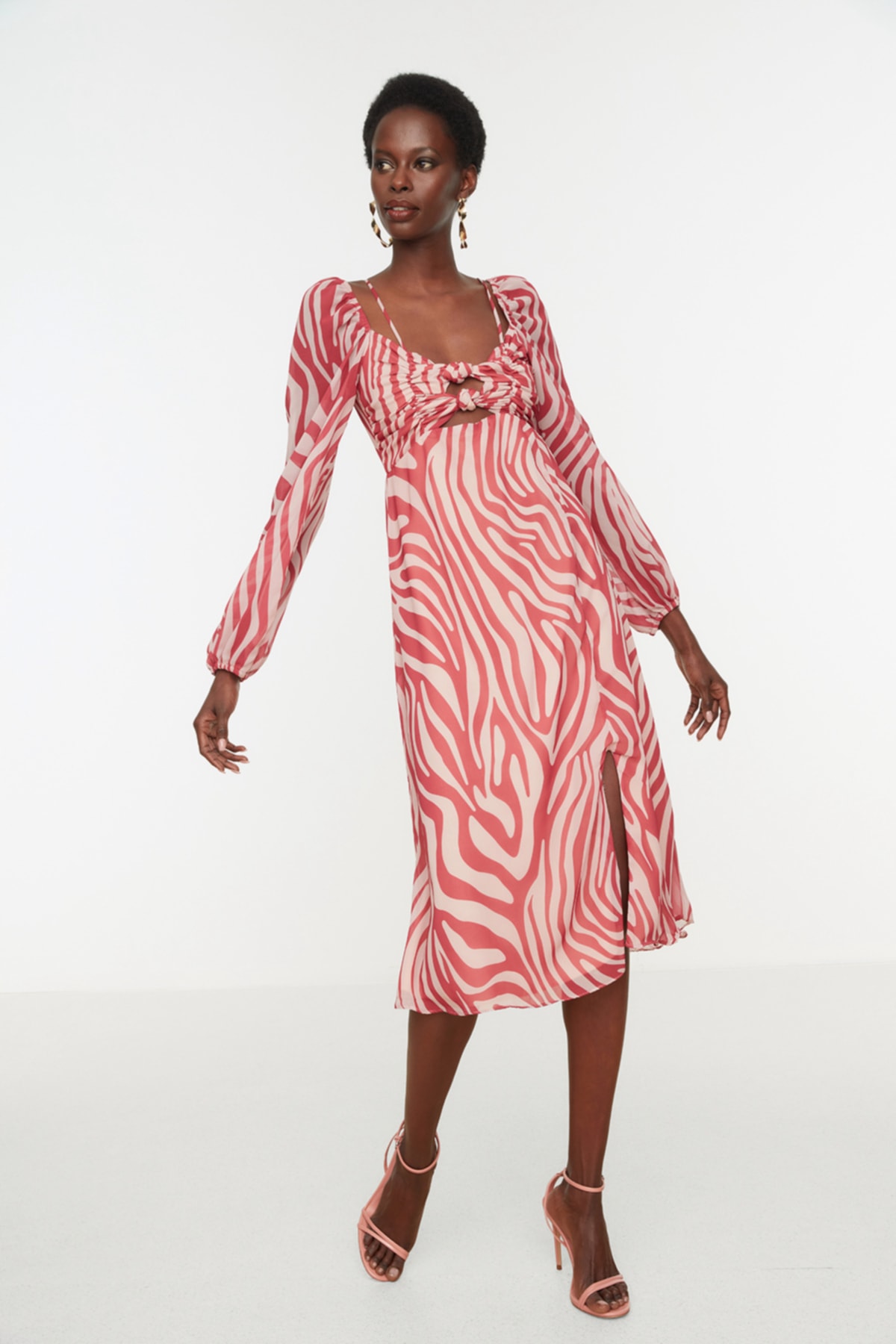 Trendyol Multicolored Chiffon Knot Chiffon Evening Dress