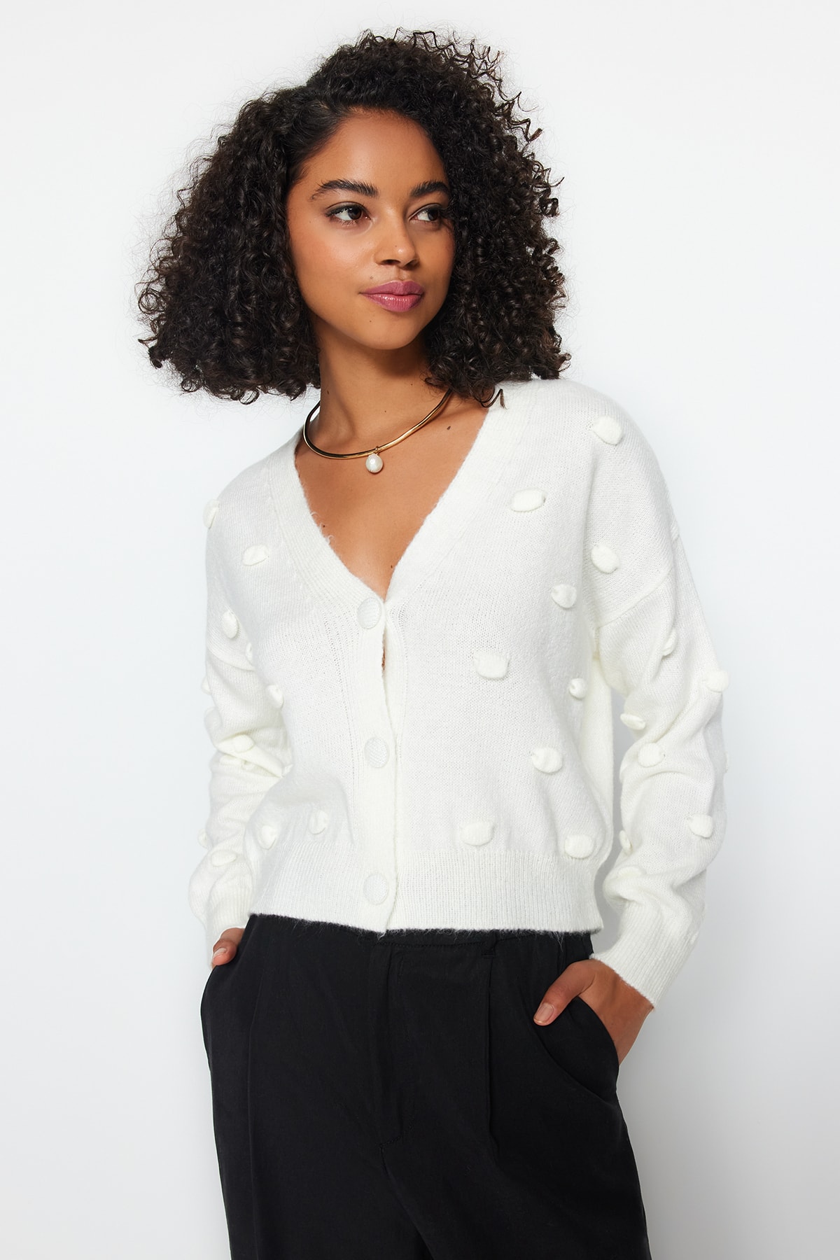 Trendyol Cardigan - Ecru - Regular fit