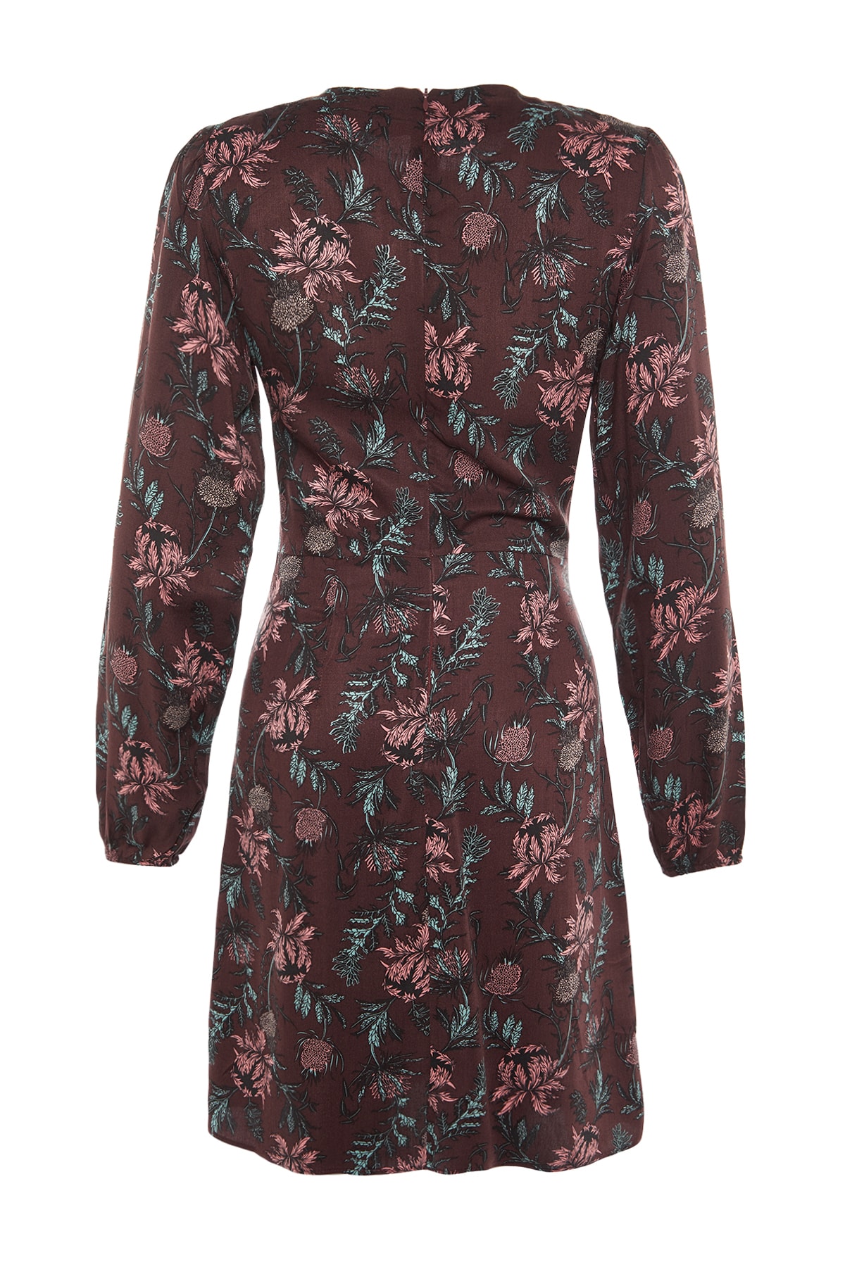 Trendyol burgundia țesută a adunat rochie țesută detaliată