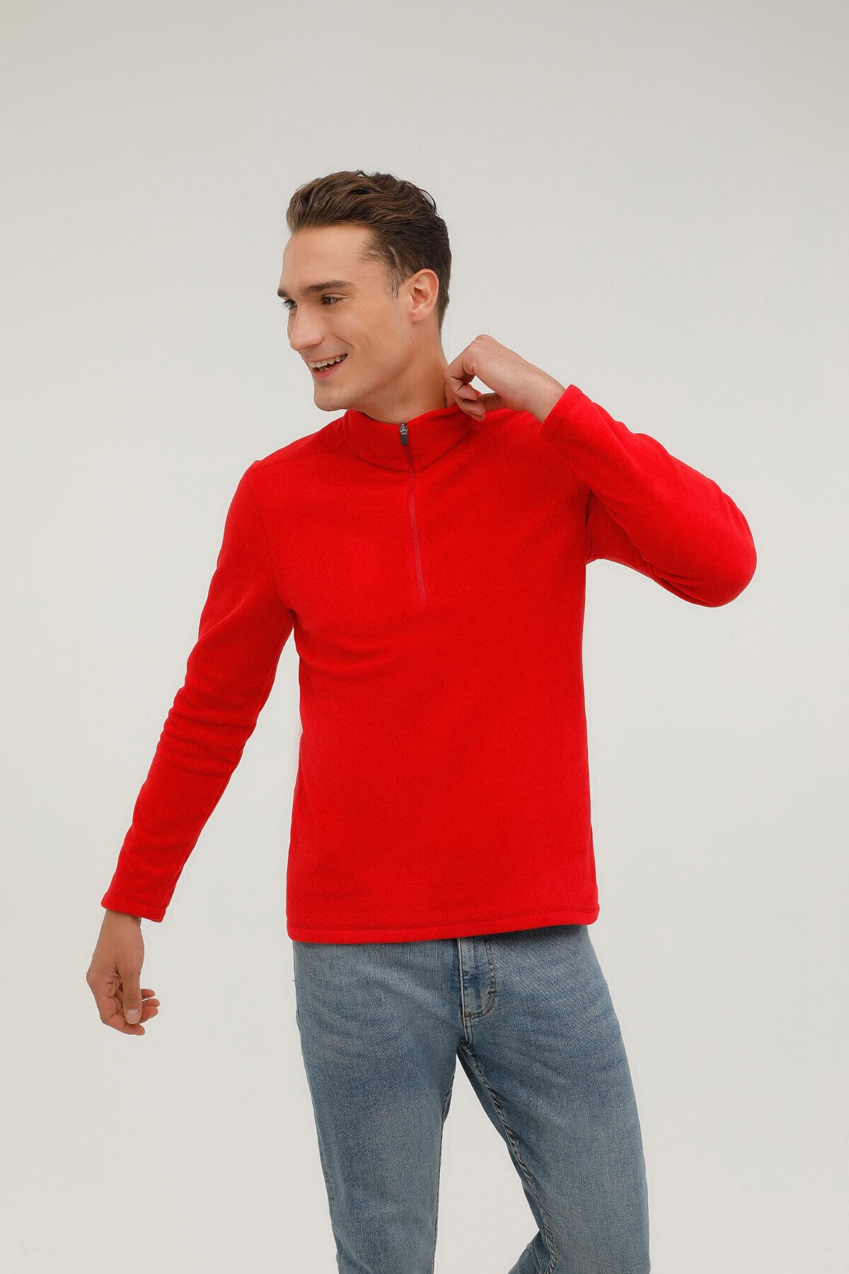 Levně KINETIX Zippered Collar Fleece 2pr Men's Red Fleece