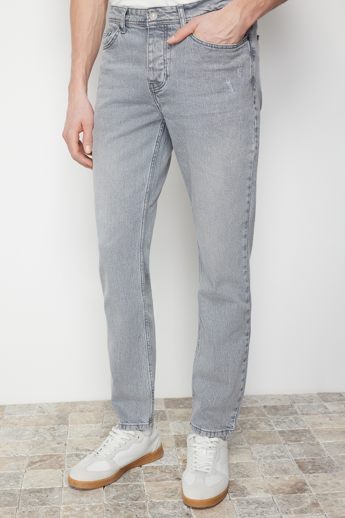 Trendyol Gray Slim Fit Wear Jeans Denim Trousers