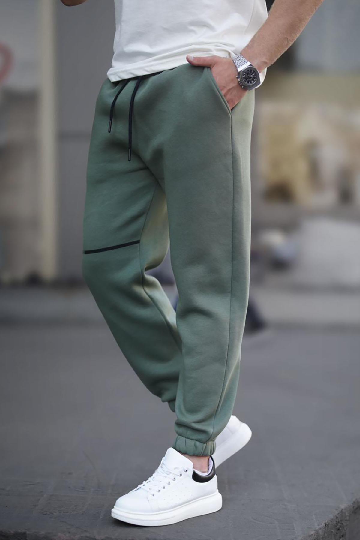 Levně Madmext Khaki Pocket Detailed Men's Basic Sweatpants 6523