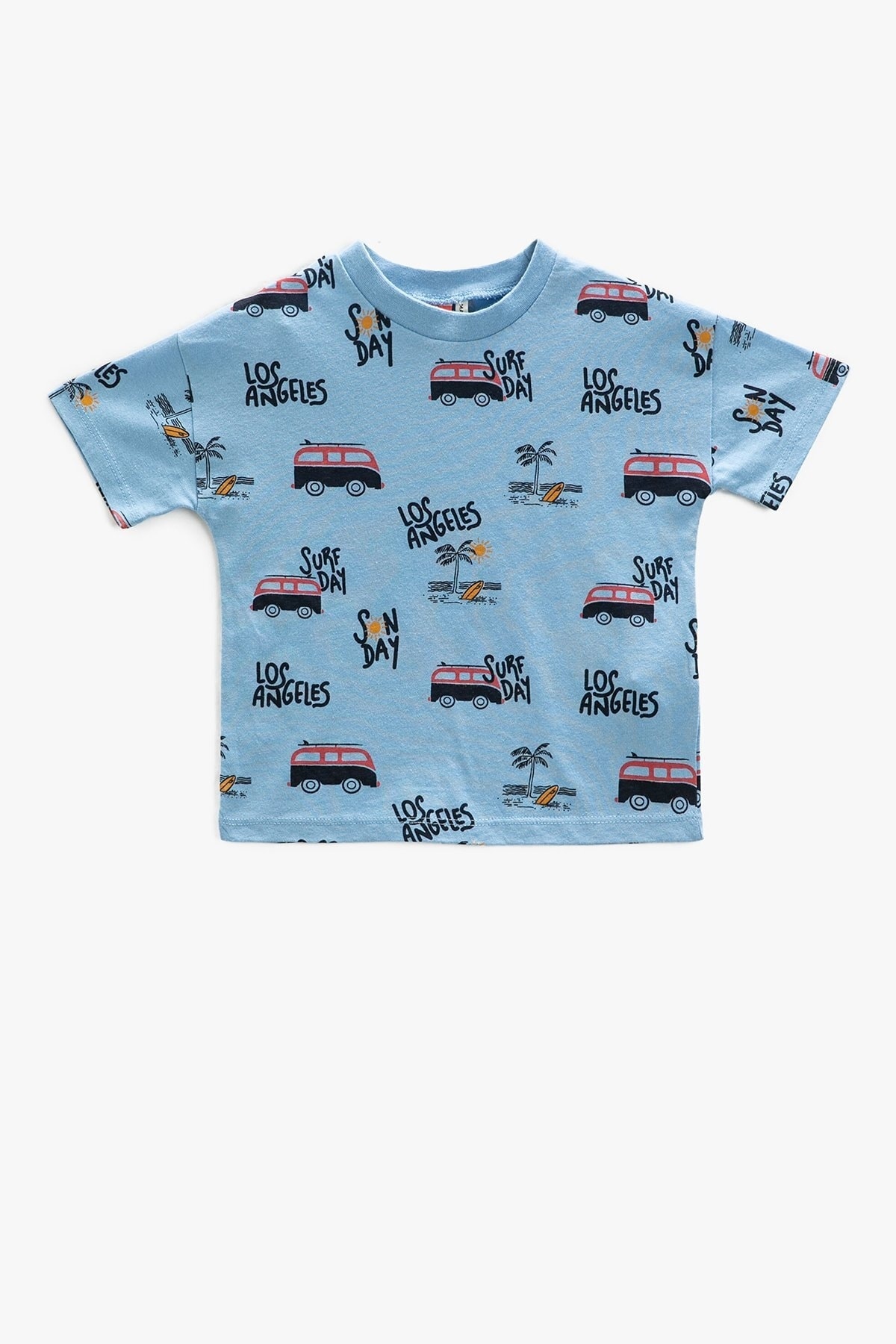 Koton Baby Boy Short Sleeve Crew Neck Car Printed T-Shirt 3smb10157tk