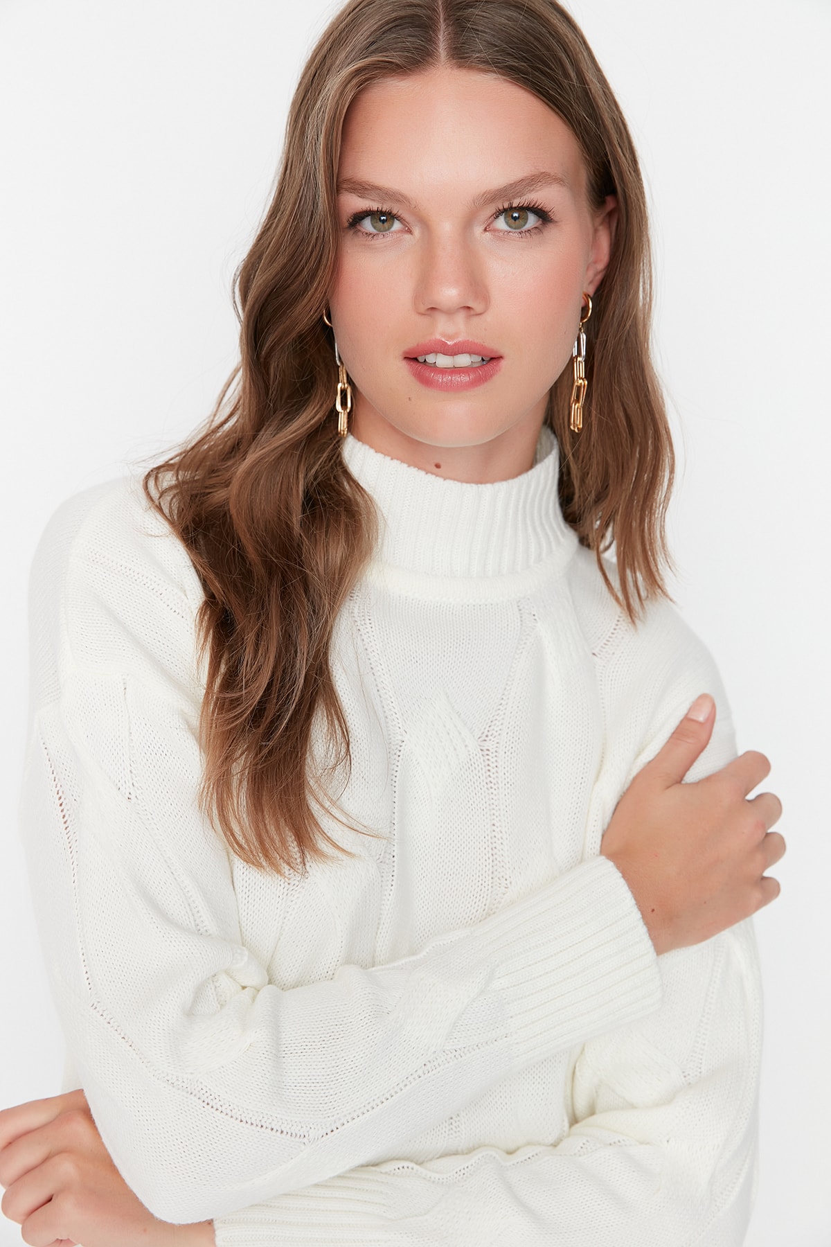 Trendyol Sweater - Ecru - Regular fit