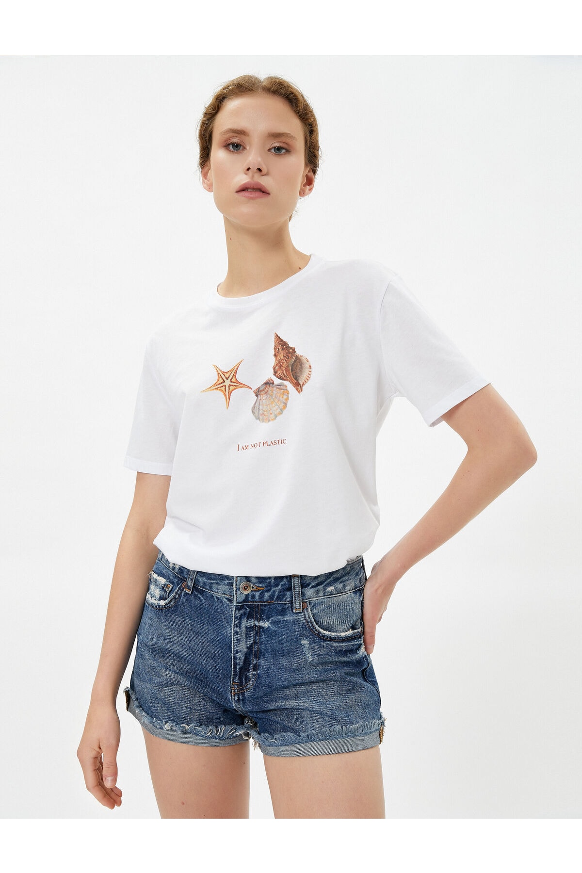 Koton Şahika Ercümen X Cotton - Shell and Starfish Printed Cotton T-Shirt