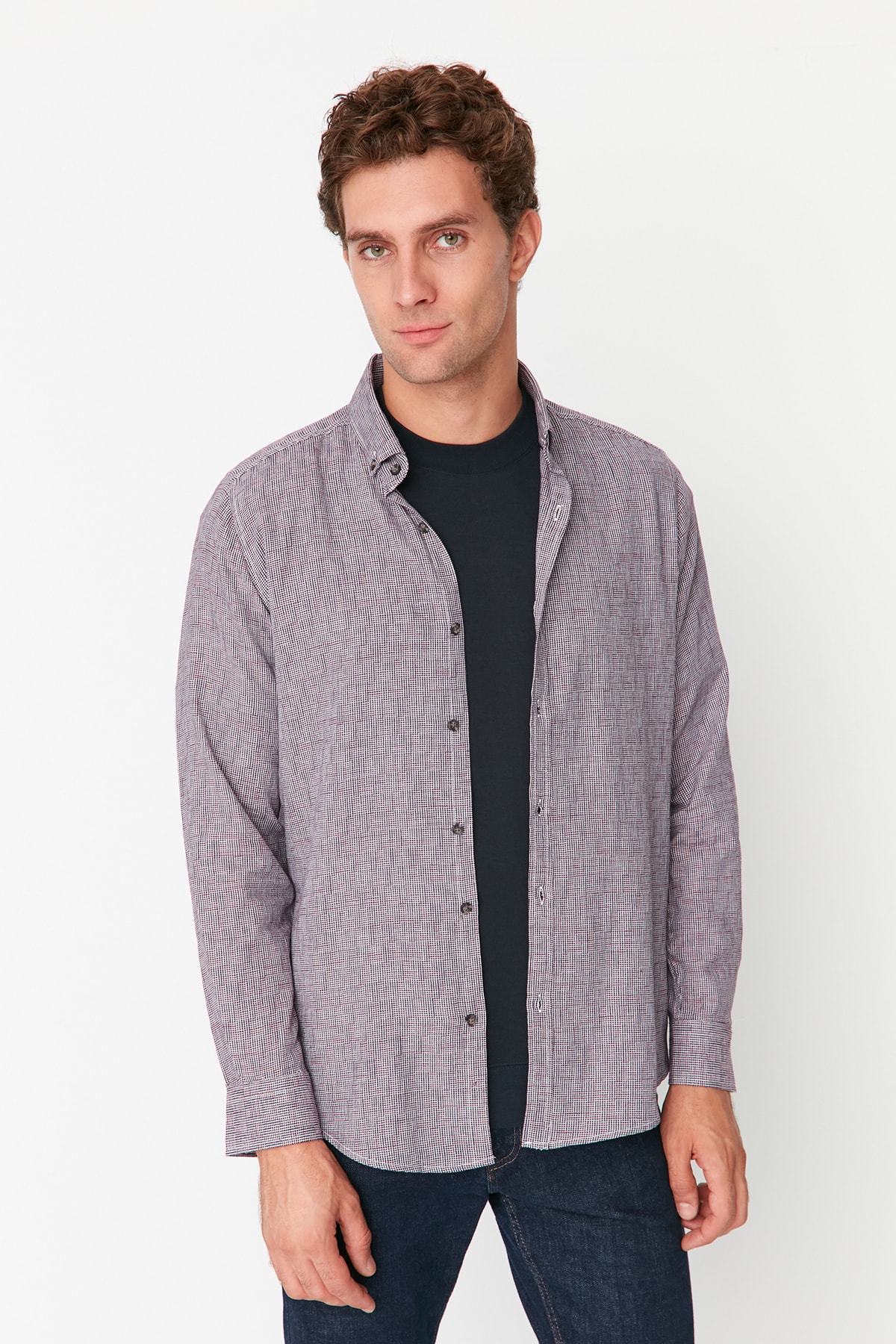 Trendyol Black Men's Slim Fit Buttoned Collar Shirt