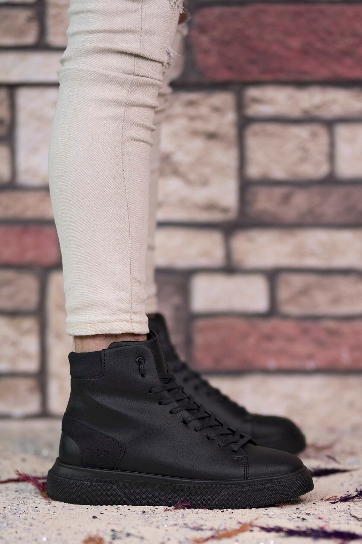 Riccon Black Men&#039;s Black Boots 0012176