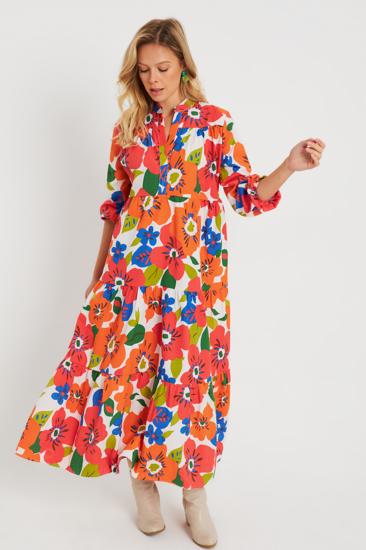 Cool &amp; Sexy Women's Patterned Loose Mini Dress Orange