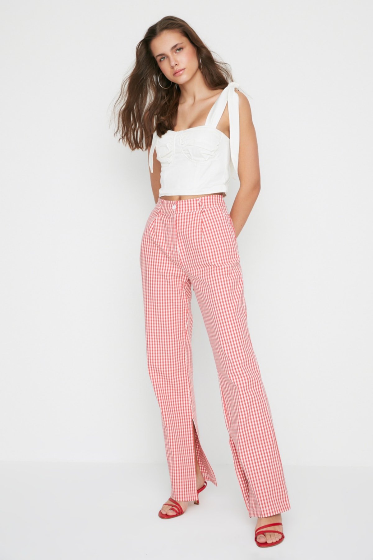 Trendyol Design Pink Check Pants