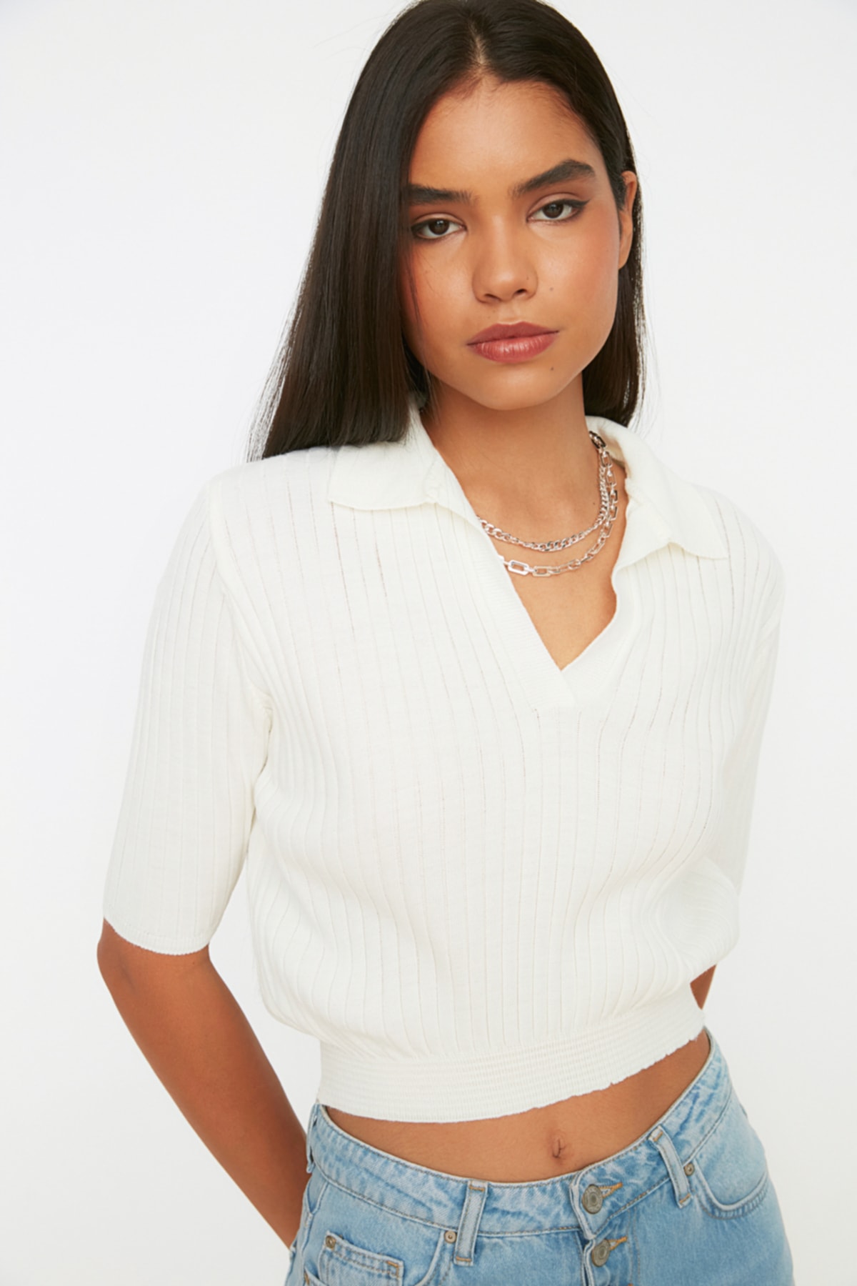 Trendyol Sweater - Ecru - Regular fit