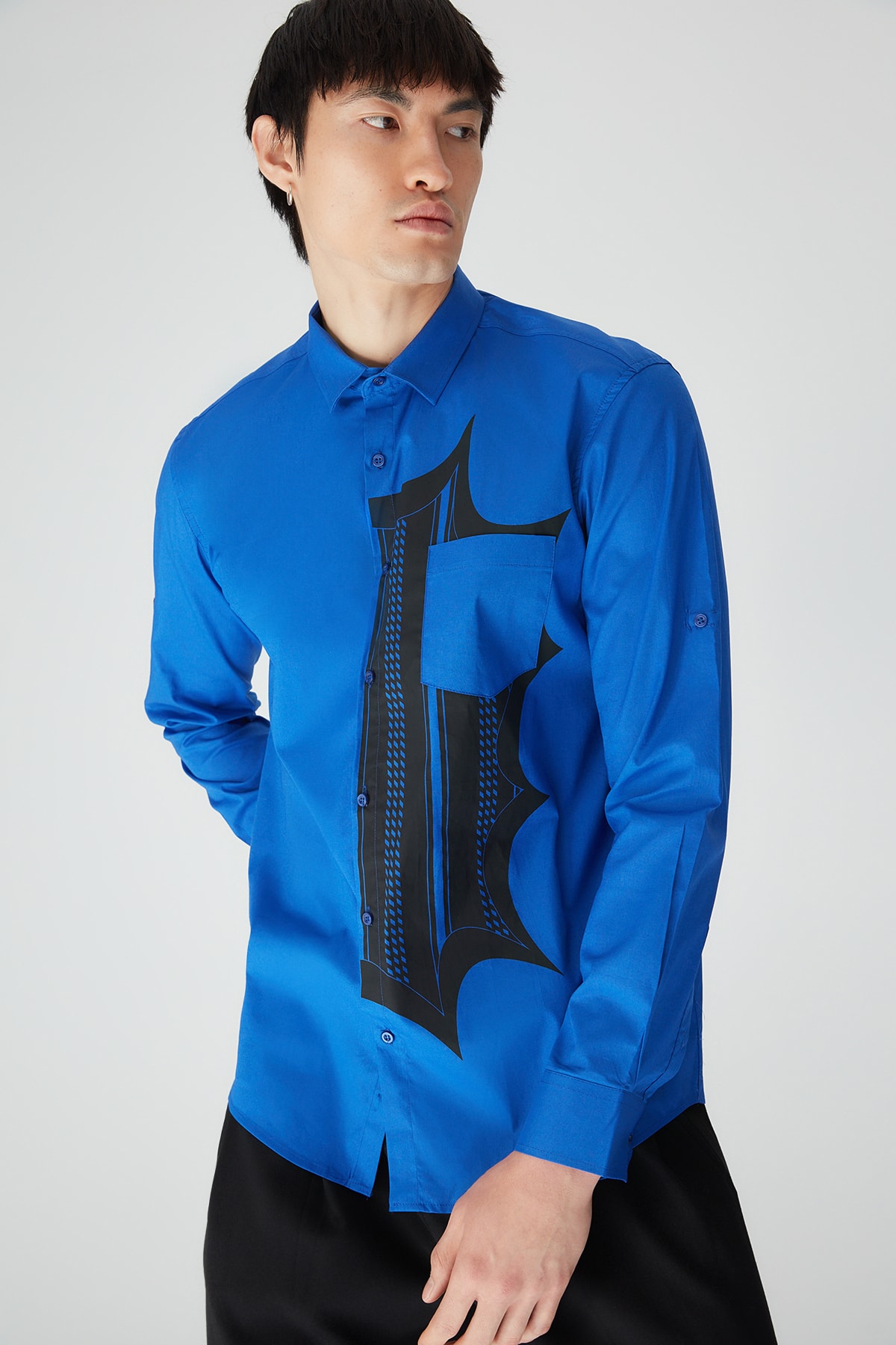 Levně Trendyol Sax Men Regular Fit Printed Shirt