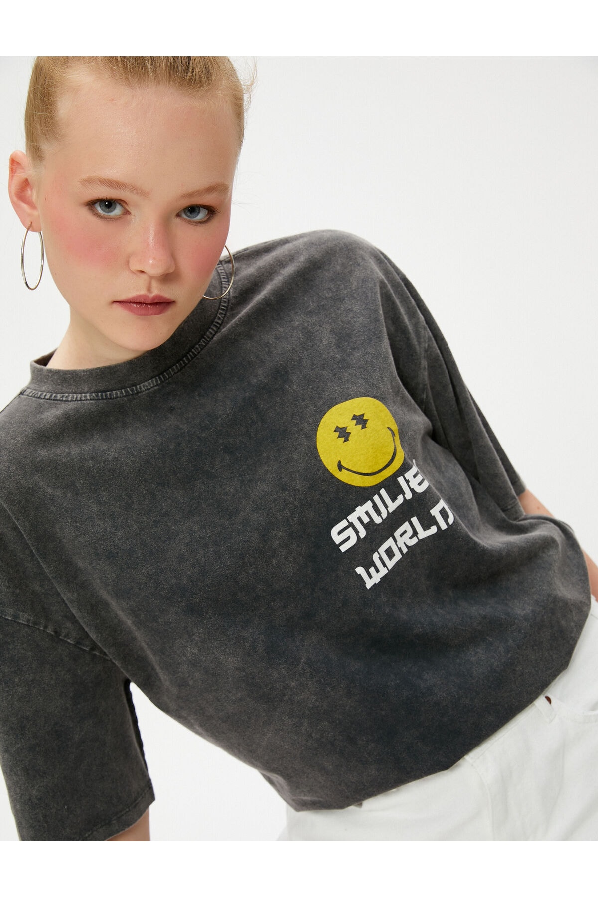 Koton Short Sleeve T-Shirt with a Printed Back Smileyworld ® Licensed