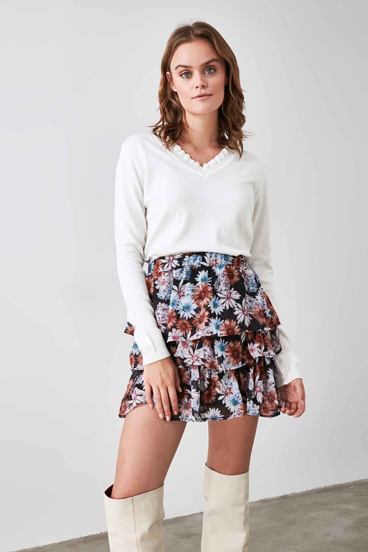 Trendyol Multicolored Floral Tassel Skirt