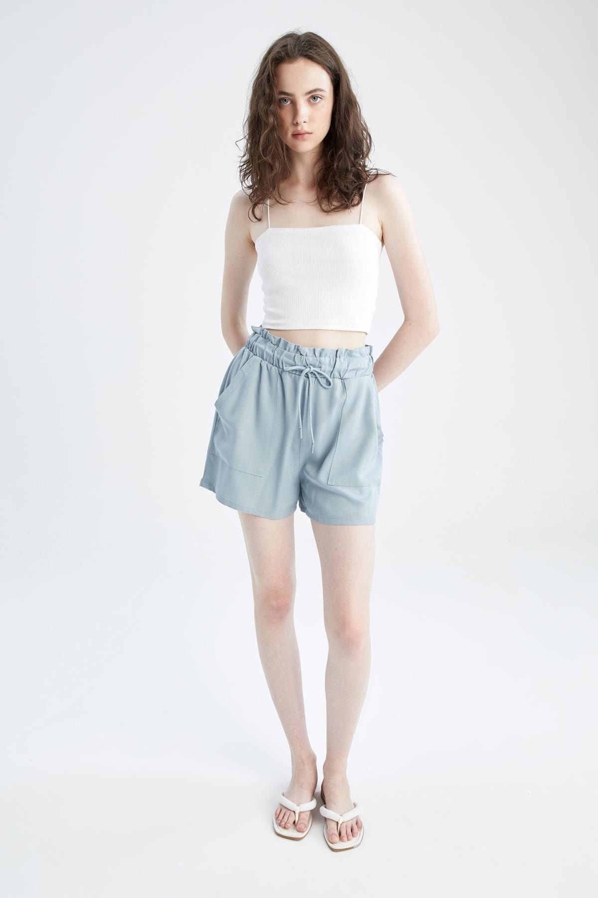 DEFACTO Regular Fit Lace-up Waist Viscose Shorts