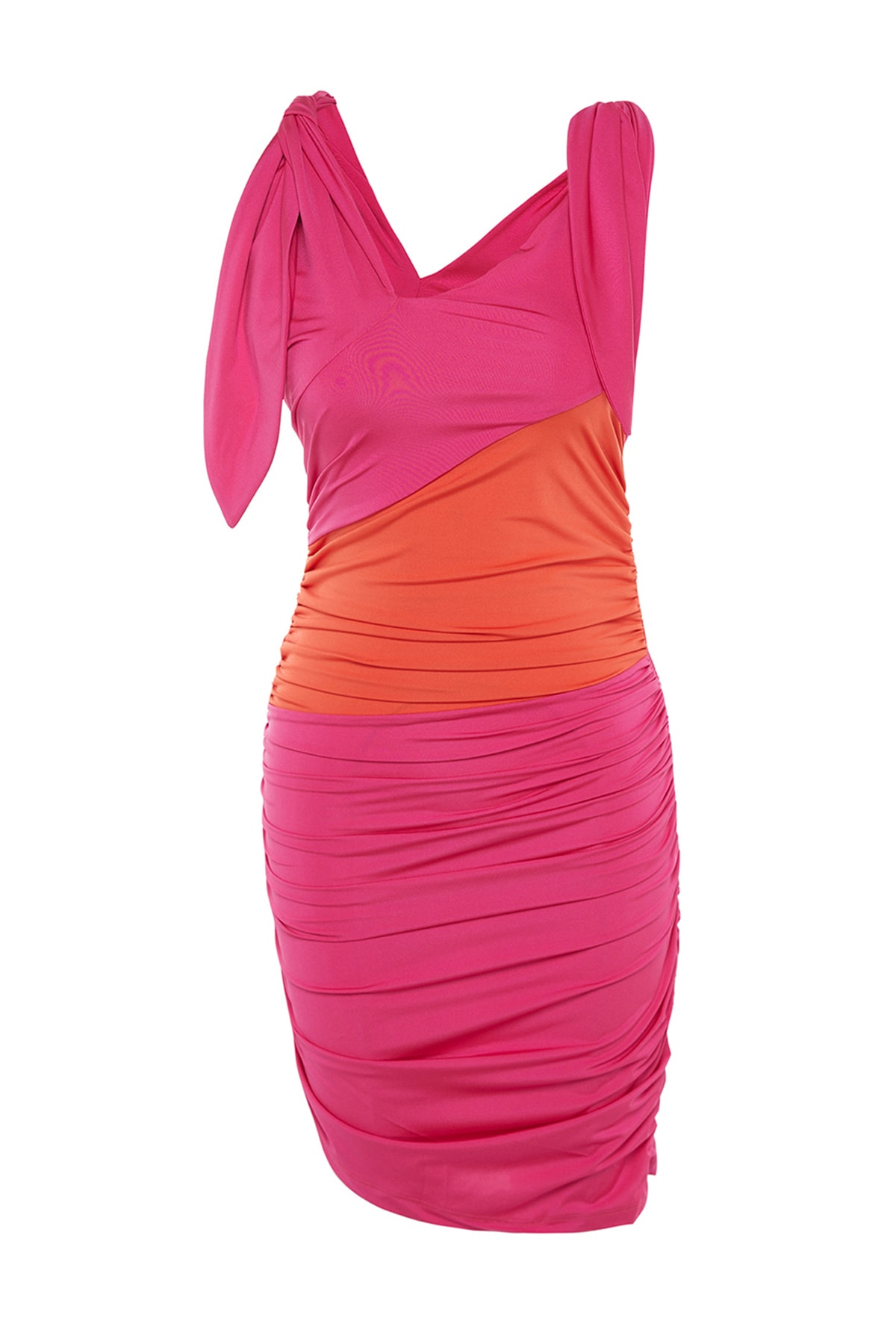 Rochie de seara tricotata Trendyol roz-multicolora/croita detaliata