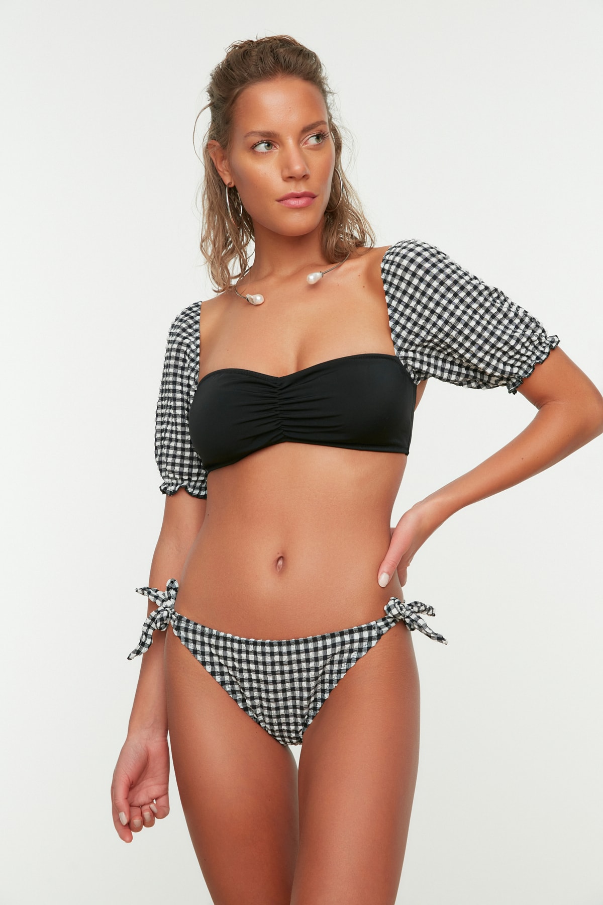 Trendyol texturate Cravată detaliate Bikini Bottoms