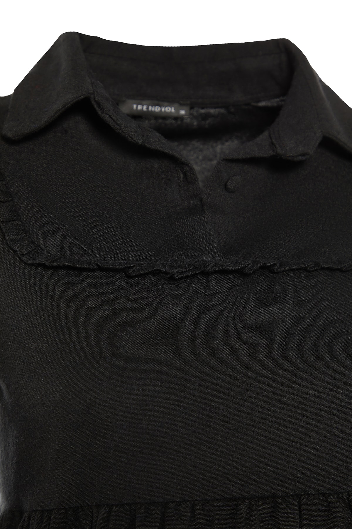 Trendyol Black Mini Guler Țesut Rochie țesută detaliată