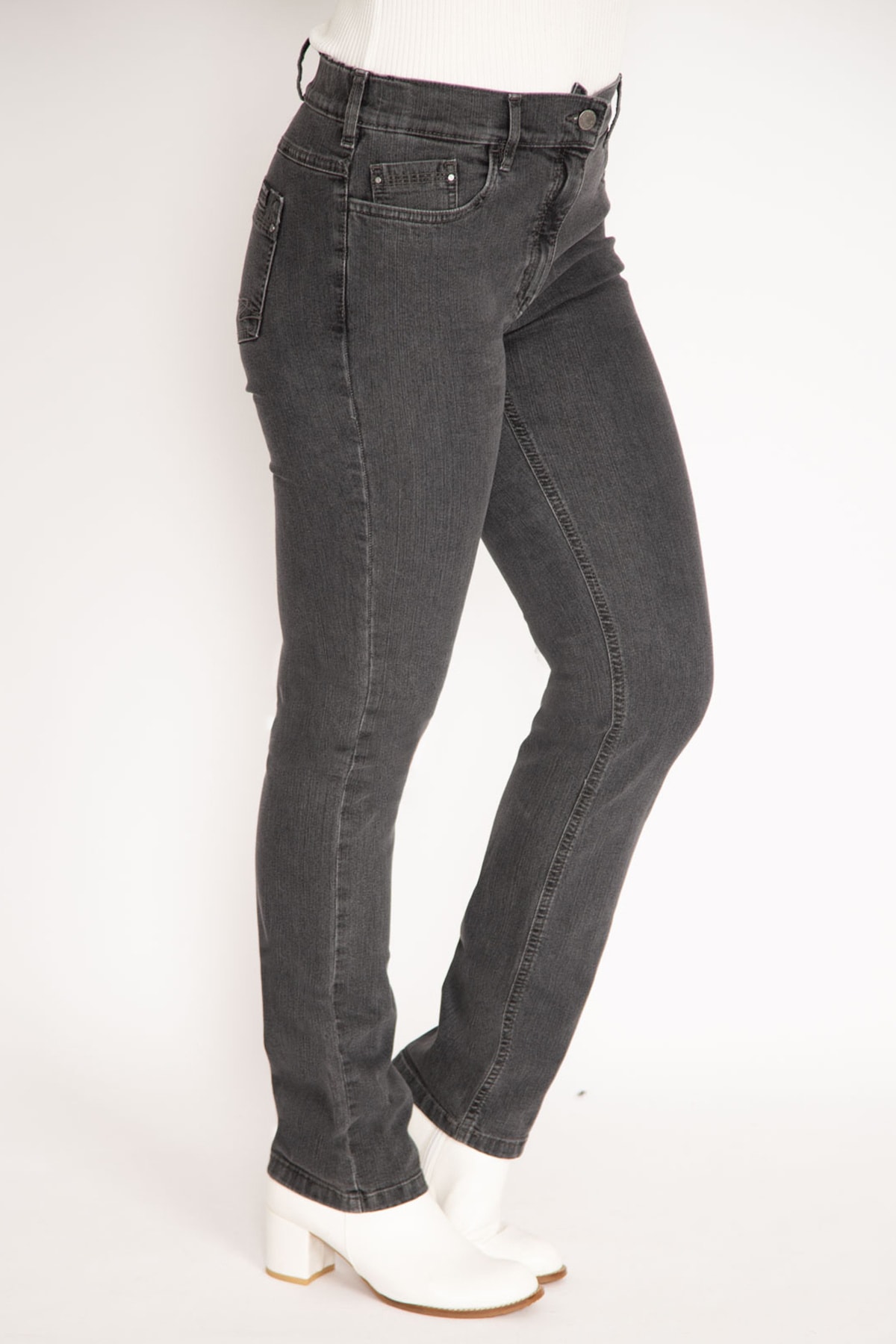 Şans Women's Plus Size Smoked Jeans with 5 Pockets