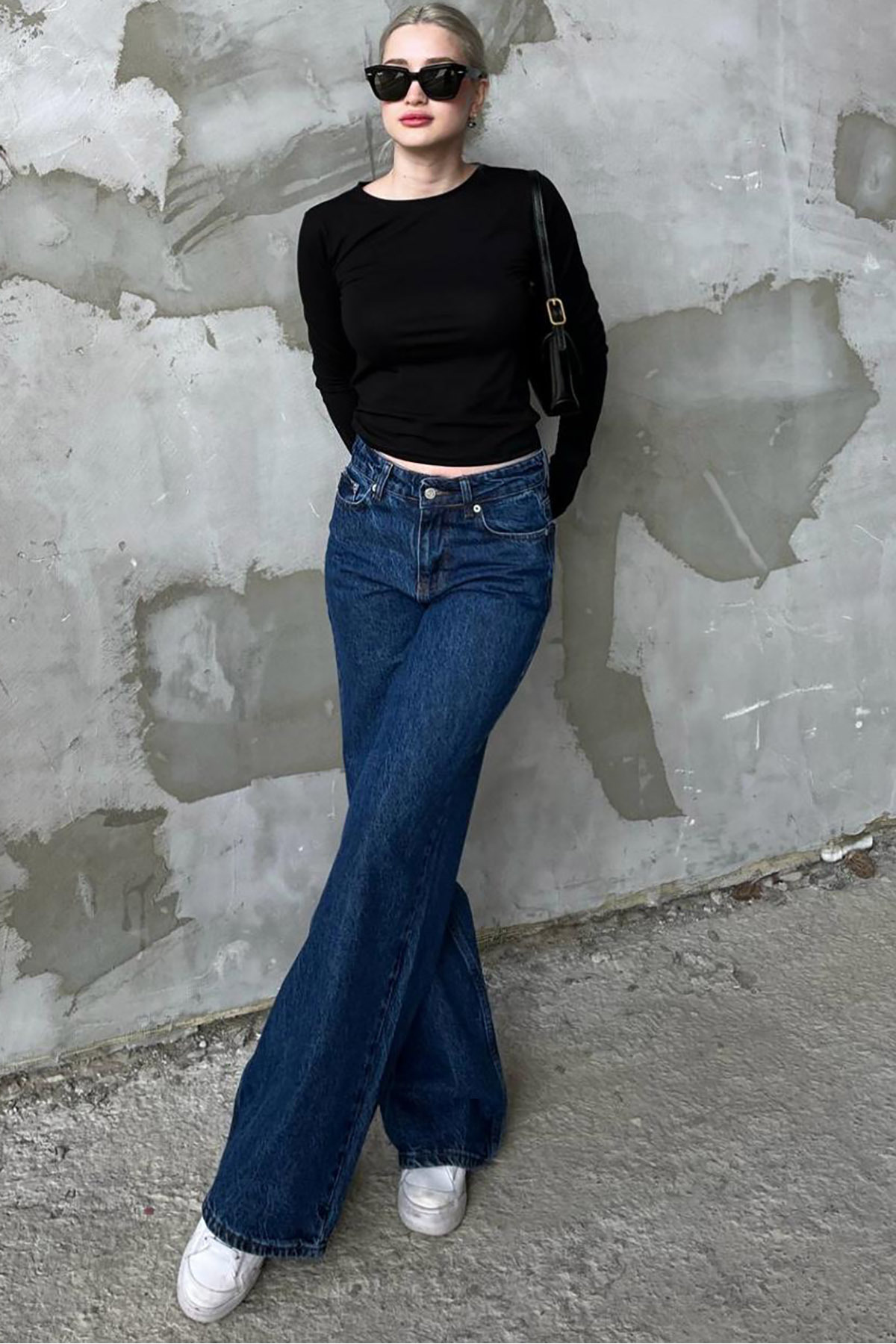 Madmext Women's Dark Blue Straight Wide Jean na Akciji-madmext 1