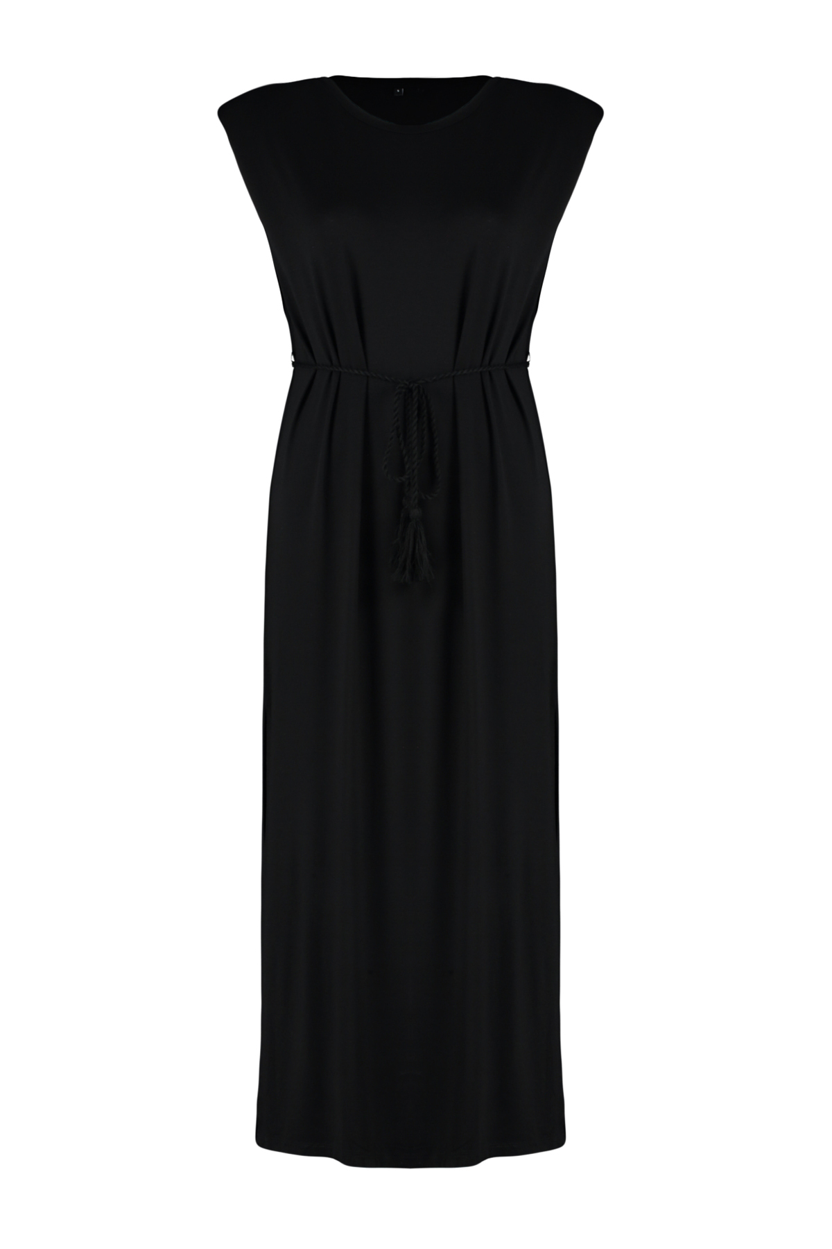 Trendyol Black Maxi Knitted Tie Beach Dress